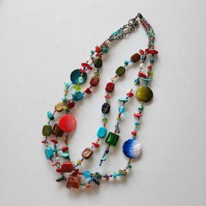 Multi-color Beaded Chain Necklace